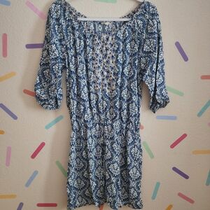 Hem and Thread Mixed Print boho dress Size LARGE